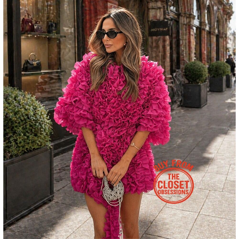 ZARA Pink Textured Statement Coat NWT Couture Barbiecore Jacket